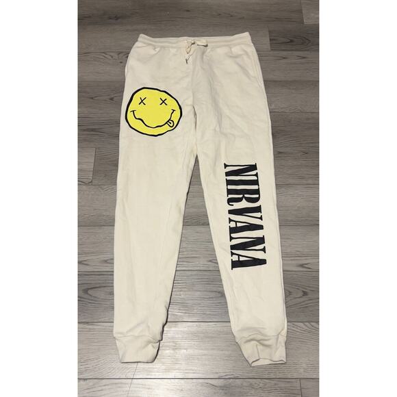 Nirvana Grunge Logo and Smile Sweatpants Size S (B5) - Picture 1 of 2